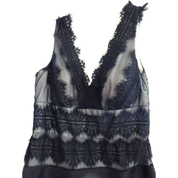 JS Collections Empire Waist V-Neckline Lace Black & Cream Long Dress Size 12. - Picture 3 of 12